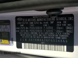 2015 Kia Sorento SX Limited with VIN 5XYKW4A76FG554866, listed as a Copart auction lot 79847234 with 114,582 mi miles and Salvage Title. Bid and sale history available at carsss.com. Image 14.