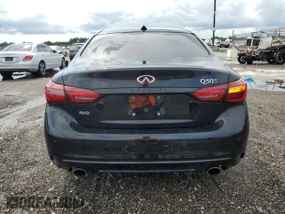 2021 Infiniti Q50 Red Sport 400 with VIN JN1FV7DR3MM881078, listed as a Copart auction lot 71309394 with 28,516 mi miles and Salvage Title. Bid and sale history available at carsss.com. Image 6.