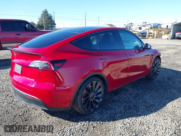 2023 Tesla Model Y Performance with VIN 7SAYGDEF5PF968855, listed as a IAAI auction lot 41499334 with 37,032 mi miles and . Bid and sale history available at DreamBid. Image 4.