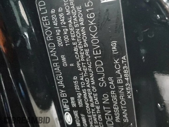 2019 Jaguar F-Type with VIN SAJDD1EV0KCK61549, listed as a Copart auction lot 84663574 with 52,596 mi miles and Non Repairable. Bid and sale history available at DreamBid. Image 13.