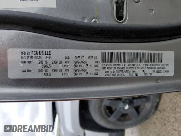 2015 Jeep Patriot Sport with VIN 1C4NJRBB2FD248130, listed as a Copart auction lot 47024585 with 152,018 mi miles and Salvage Title. Bid and sale history available at carsss.com. Image 13.