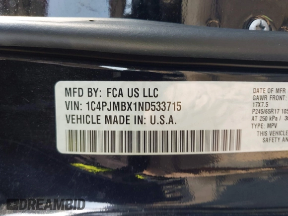 2022 Jeep Cherokee Trailhawk with VIN 1C4PJMBX1ND533715, listed as a IAAI auction lot 42041057 with 65,487 mi miles and . Bid and sale history available at DreamBid. Image 9.
