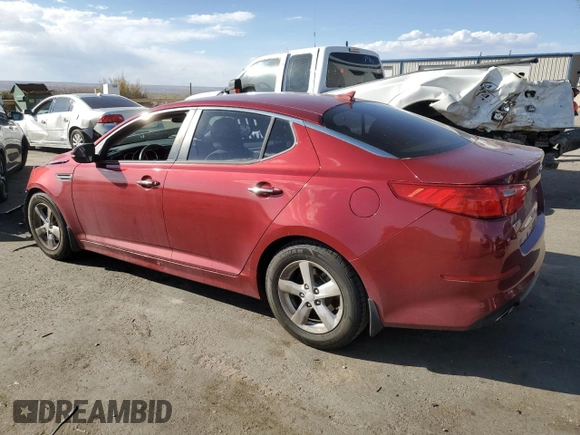 2014 Kia Optima LX with VIN 5XXGM4A72EG273906, listed as a Copart auction lot 50812355 with 104,004 mi miles and Salvage Title. Bid and sale history available at carsss.com. Image 2.