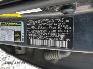 2012 Hyundai Veracruz Limited z VIN KM8NU4CC0CU196103, wystawiony jako Copart lot #44049325 z przebiegiem 260 830 mil mil oraz Szkoda całkowita • Salvage title. Historia ofert i sprzedaży dostępna na DreamBid. Obrazek 13.