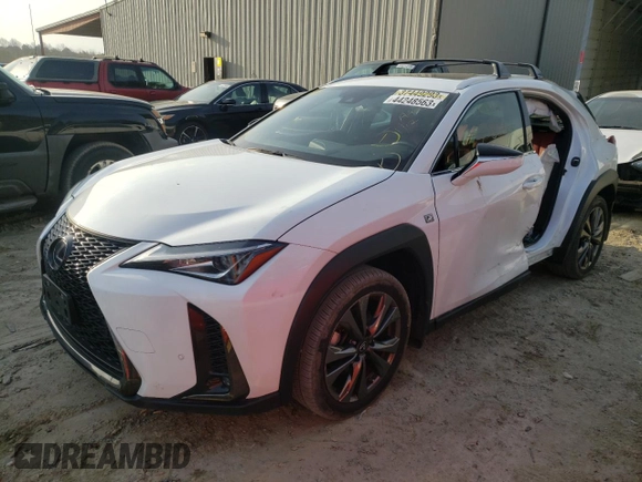 2021 Lexus UX with VIN JTHR9JBH3M2053774, listed as a Copart auction lot 44248563 with 35,833 mi miles. Bid and sale history available at carsss.com. Image 1.