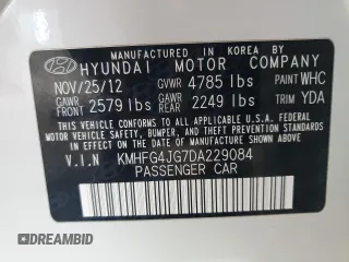 2013 Hyundai Azera z VIN KMHFG4JG7DA229084, wystawiony jako Copart lot #62580265 z przebiegiem 114 505 mil mil oraz Szkoda całkowita • Salvage title. Historia ofert i sprzedaży dostępna na DreamBid. Obrazek 12.