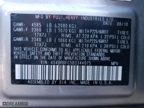2011 Subaru Outback 2.5i Prem AWP/HK Aud with VIN 4S4BRBFC5B3344075, listed as a Copart auction lot 43247295 with 116,392 mi miles and Salvage Title. Bid and sale history available at carsss.com. Image 13.