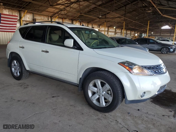 2007 Nissan Murano S with VIN JN8AZ08T27W502366, listed as a Copart auction lot 51019105 with 70,502 mi miles and Salvage Title. Bid and sale history available at carsss.com. Image 4.