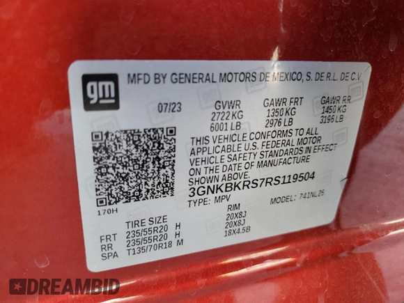 2024 Chevrolet Blazer RS with VIN 3GNKBKRS7RS119504, listed as a Copart auction lot 62578935 with 30,253 mi miles and Salvage title. Bid and sale history available at DreamBid. Image 13.