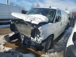 2022 Chevrolet Express Cargo Van with VIN 1GCWGAF72N1259915, listed as a Copart auction lot 82166044 with 0 mi miles and Salvage Title. Bid and sale history available at carsss.com. Image 1.