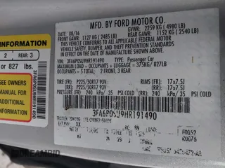 2017 Ford Fusion Titanium with VIN 3FA6P0SU9HR191490, listed as a IAAI auction lot 41560360 with 148,017 mi miles and . Bid and sale history available at DreamBid. Image 9.