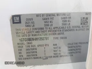 2017 GMC Canyon 2WD Elevation Standard with VIN 1GTG5BEN4H1292791, listed as a IAAI auction lot 42098629 with 122,800 mi miles. Bid and sale history available at carsss.com. Image 9.