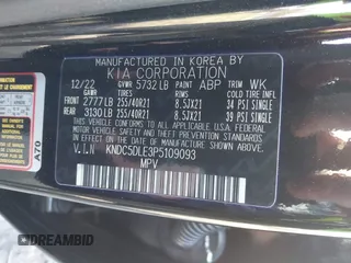 2023 Kia EV6 GT with VIN KNDC5DLE3P5109093, listed as a IAAI auction lot 40980061 with 3,362 mi miles. Bid and sale history available at carsss.com. Image 9.