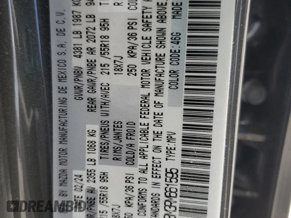 2024 Mazda CX-30 2.5 S Select Sport with VIN 3MVDMBBM3RM661595, listed as a Copart auction lot 50917335 with 7,252 mi miles and Salvage Title. Bid and sale history available at carsss.com. Image 15.