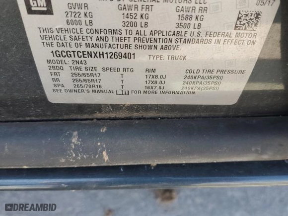 2017 Chevrolet Colorado 4WD LT with VIN 1GCGTCENXH1269401, listed as a Copart auction lot 48825285 with 119,858 mi miles and Salvage Title. Bid and sale history available at carsss.com. Image 14.