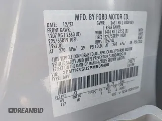 2023 Ford Mustang Mach-E Premium with VIN 3FMTK3SU2PMB05408, listed as a IAAI auction lot 42116244 with 12,092 mi miles and . Bid and sale history available at DreamBid. Image 9.
