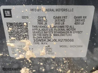 2020 Chevrolet Suburban Premier with VIN 1GNSKJKJ0LR279066, listed as a Copart auction lot 44157655 with 99,477 mi miles and Salvage Title. Bid and sale history available at carsss.com. Image 15.