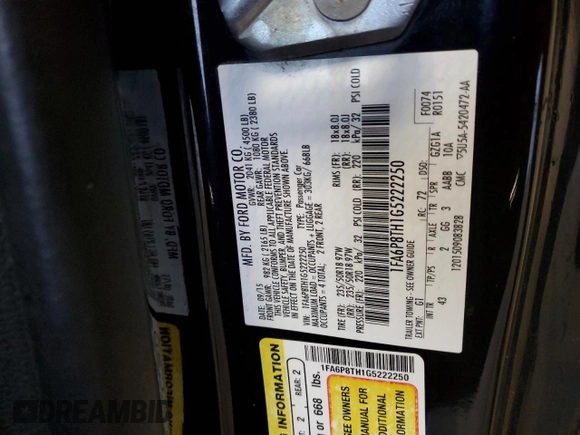 2016 Ford Mustang EcoBoost z VIN 1FA6P8TH1G5222250, wystawiony jako Copart lot #45809635 z przebiegiem 163 695 mil mil oraz Szkoda całkowita • Salvage title. Historia ofert i sprzedaży dostępna na DreamBid. Obrazek 13.