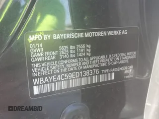2014 BMW 7 Series 740Li with VIN WBAYE4C59ED138376, listed as a Copart auction lot 76878354 with 73,129 mi miles and Salvage Title. Bid and sale history available at carsss.com. Image 12.