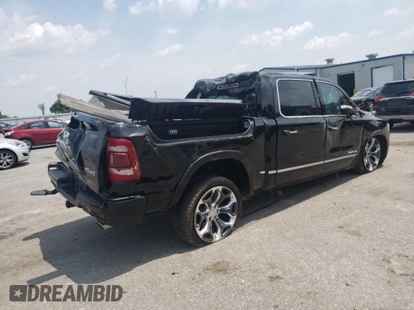 2019 Ram 1500 Limited with VIN 1C6SRFHT1KN625634, listed as a Copart auction lot 62355315 with 65,171 mi miles and Salvage title. Bid and sale history available at DreamBid. Image 3.