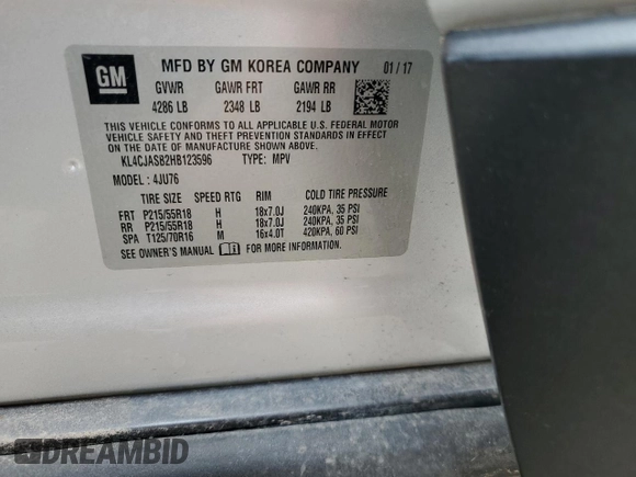 2017 Buick Encore Preferred с VIN KL4CJASB2HB123596, выставлен на аукционе Copart как лот 58420245 с пробегом 144 499 миль миль и Списание • Salvage title. История ставок и продаж доступна на DreamBid. Изображение 12.