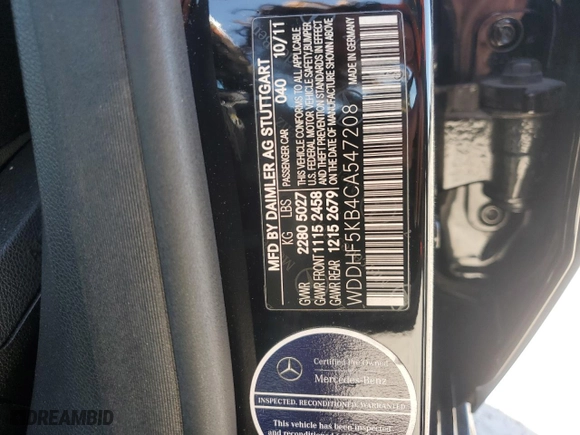 2012 Mercedes-Benz E-Class E 350 Luxury with VIN WDDHF5KB4CA547208, listed as a Copart auction lot 46479785 with 62,839 mi miles and Salvage Title. Bid and sale history available at carsss.com. Image 14.