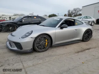 2018 Porsche 911 GT3 with VIN WP0AC2A93JS174462, listed as a Copart auction lot 44858525 with 14,200 mi miles and Salvage Title. Bid and sale history available at carsss.com. Image 1.