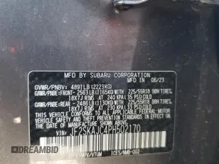 2023 Subaru Forester Special Sports с VIN JF2SKAJC4PH502170, выставлен на аукционе Copart как лот 62414035 с пробегом Не указан миль и Списание • Salvage title. История ставок и продаж доступна на DreamBid. Изображение 13.