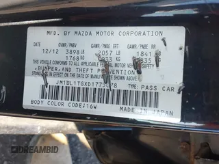 2013 Mazda 3 i SV with VIN JM1BL1TGXD1775078, listed as a IAAI auction lot 42212618 with 150,205 mi miles and . Bid and sale history available at DreamBid. Image 9.