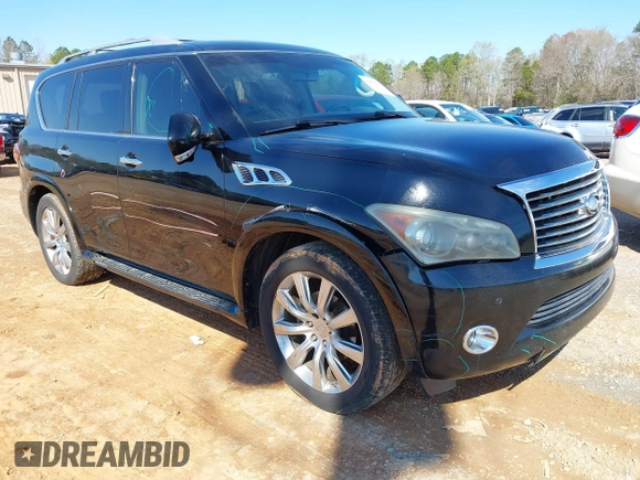 2011 Infiniti QX56 7-passenger with VIN JN8AZ2NF3B9503608, listed as a IAAI auction lot 41875603 with 215,051 mi miles. Bid and sale history available at carsss.com. Image 1.