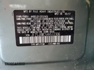 2017 Subaru Forester Touring with VIN JF2SJAWC5HH572306, listed as a Copart auction lot 63699995 with Not provided miles and Salvage title. Bid and sale history available at DreamBid. Image 14.