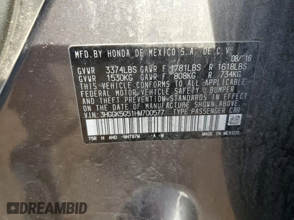 2017 Honda Fit LX with VIN 3HGGK5G51HM700577, listed as a Copart auction lot 48713335 with 197,728 mi miles and Salvage Title. Bid and sale history available at DreamBid. Image 12.