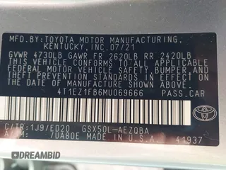 2021 Toyota Avalon XSE Nightshade z VIN 4T1EZ1FB6MU069666, wystawiony jako IAAI lot #41684183 z przebiegiem 75 320 mil mil oraz . Historia ofert i sprzedaży dostępna na DreamBid. Obrazek 9.