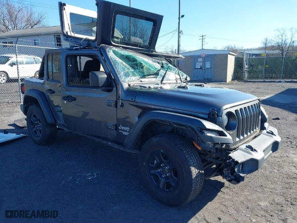 2019 Jeep Wrangler Unlimited Sport S with VIN 1C4HJXDG7KW572294, listed as a IAAI auction lot 41607986 with 61,734 mi miles. Bid and sale history available at carsss.com. Image 1.