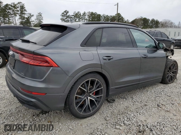2020 Audi Q8 Premium Plus with VIN WA1EVAF19LD016508, listed as a Copart auction lot 44866694 with 49,835 mi miles and Salvage title. Bid and sale history available at DreamBid. Image 3.