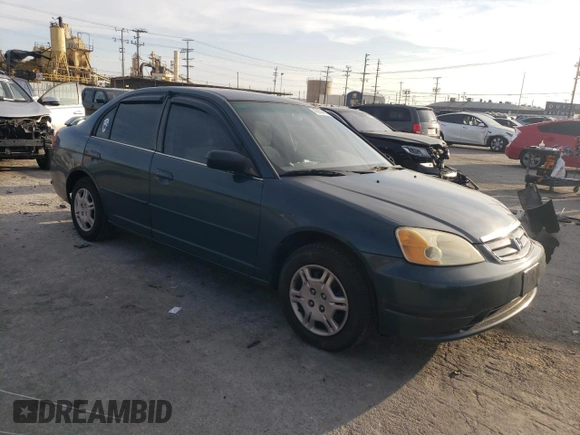 2001 Honda Civic LX with VIN JHMES15591S001856, listed as a Copart auction lot 45950495 with 98,466 mi miles and Salvage Title. Bid and sale history available at carsss.com. Image 4.
