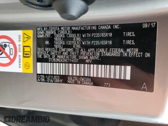2017 Lexus RX 350 with VIN 2T2BZMCA2HC114007, listed as a Copart auction lot 63587985 with 61,421 mi miles and Salvage title. Bid and sale history available at DreamBid. Image 13.