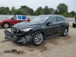 2021 Infiniti QX50 Luxe with VIN 3PCAJ5BB0MF108932, listed as a Copart auction lot 60798105 with 55,337 mi miles and Salvage title. Bid and sale history available at DreamBid. Image 1.