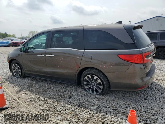 2023 Honda Odyssey EX-L z VIN 5FNRL6H67PB032031, wystawiony jako Copart lot #53949585 z przebiegiem 6 653 mil mil oraz Szkoda całkowita • Salvage title. Historia ofert i sprzedaży dostępna na DreamBid. Obrazek 2.