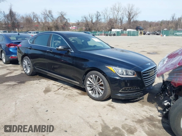2015 Hyundai Genesis 3.8L z VIN KMHGN4JE6FU038072, wystawiony jako IAAI lot #41739135 z przebiegiem 104 414 mil mil oraz . Historia ofert i sprzedaży dostępna na DreamBid. Obrazek 1.
