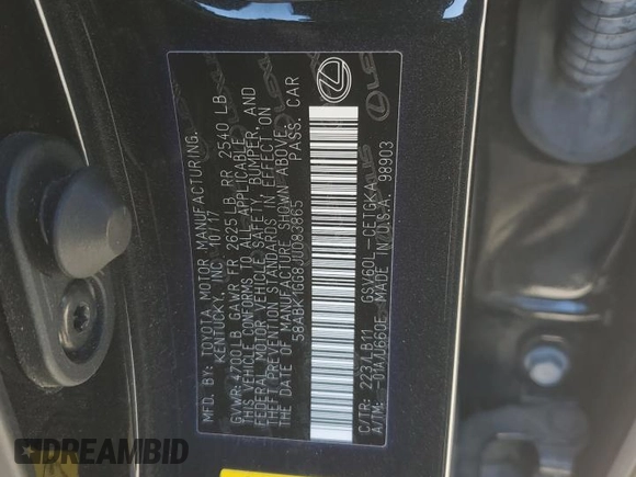 2018 Lexus ES with VIN 58ABK1GG8JU083865, listed as a Copart auction lot 49622445 with 54,426 mi miles and Salvage Title. Bid and sale history available at carsss.com. Image 10.