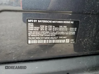 2021 BMW X5 xDrive40i with VIN 5UXCR6C01M9E49207, listed as a Copart auction lot 63399795 with 50,818 mi miles and Salvage title. Bid and sale history available at DreamBid. Image 12.