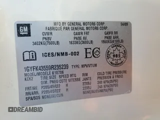 2009 Cadillac Escalade z VIN 1GYFK43559R235239, wystawiony jako Copart lot #59569495 z przebiegiem 142 969 mil mil oraz Tytuł czysty. Historia ofert i sprzedaży dostępna na DreamBid. Obrazek 13.