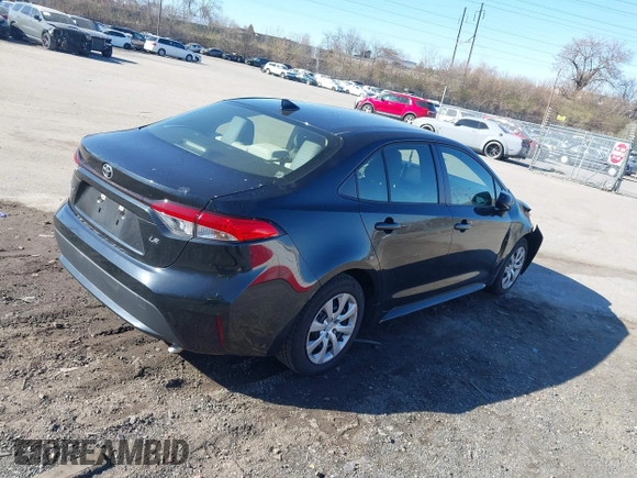 2020 Toyota Corolla LE with VIN JTDEPRAEXLJ082818, listed as a IAAI auction lot 41908598 with 88,781 mi miles. Bid and sale history available at carsss.com. Image 4.