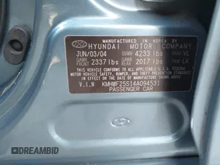 2004 Hyundai Sonata with VIN KMHWF25S14A094531, listed as a IAAI auction lot 40844423 with 108,792 mi miles. Bid and sale history available at carsss.com. Image 9.