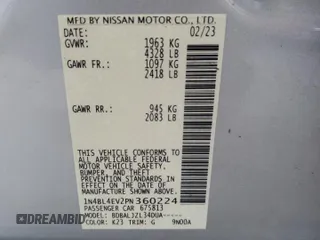 2023 Nissan Altima SL with VIN 1N4BL4EV2PN360224, listed as a Copart auction lot 49089685 with Not Provided miles and Non Repairable. Bid and sale history available at DreamBid. Image 13.