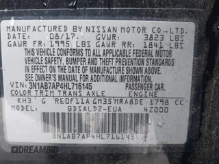 2017 Nissan Sentra SV with VIN 3N1AB7AP4HL716145, listed as a IAAI auction lot 38375506 with 72,643 mi miles and . Bid and sale history available at DreamBid. Image 9.