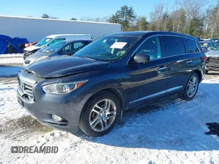 2013 Infiniti JX35 with VIN 5N1AL0MM6DC314048, listed as a IAAI auction lot 41393672 with 158,073 mi miles. Bid and sale history available at carsss.com. Image 2.
