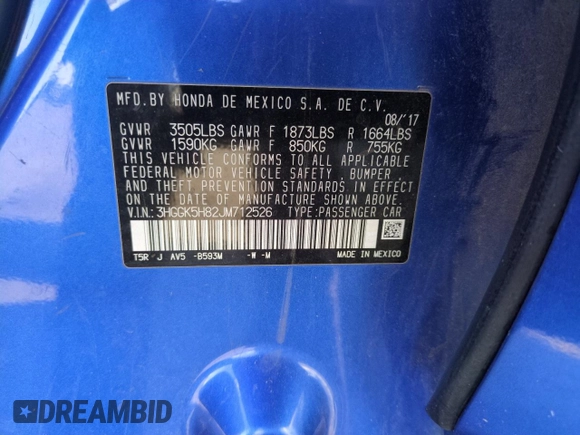 2018 Honda Fit EX with VIN 3HGGK5H82JM712526, listed as a Copart auction lot 57178595 with 99,850 mi miles and Salvage title. Bid and sale history available at DreamBid. Image 13.