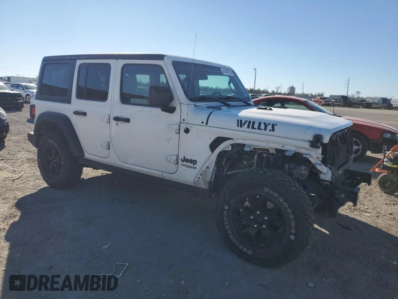 2022 Jeep Wrangler Unlimited High Tide with VIN 1C4HJXDG2NW102145, listed as a Copart auction lot 41407225 with 43,921 mi miles and Salvage Title. Bid and sale history available at DreamBid. Image 4.